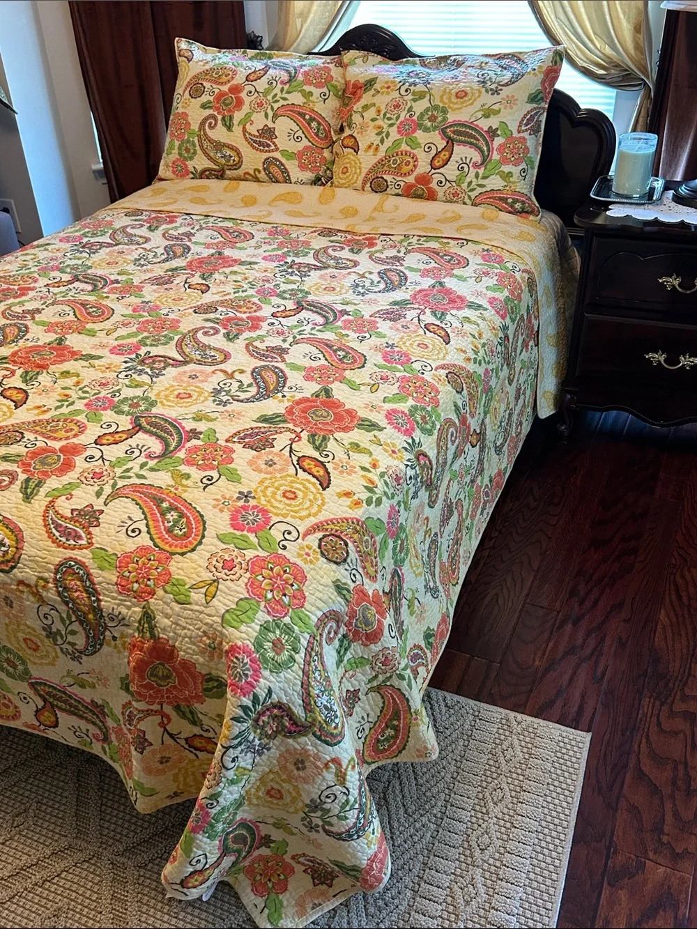 Greenland Home Fashions Floral Paisley Quilted Bedspread Set , Multi col.90”x90”